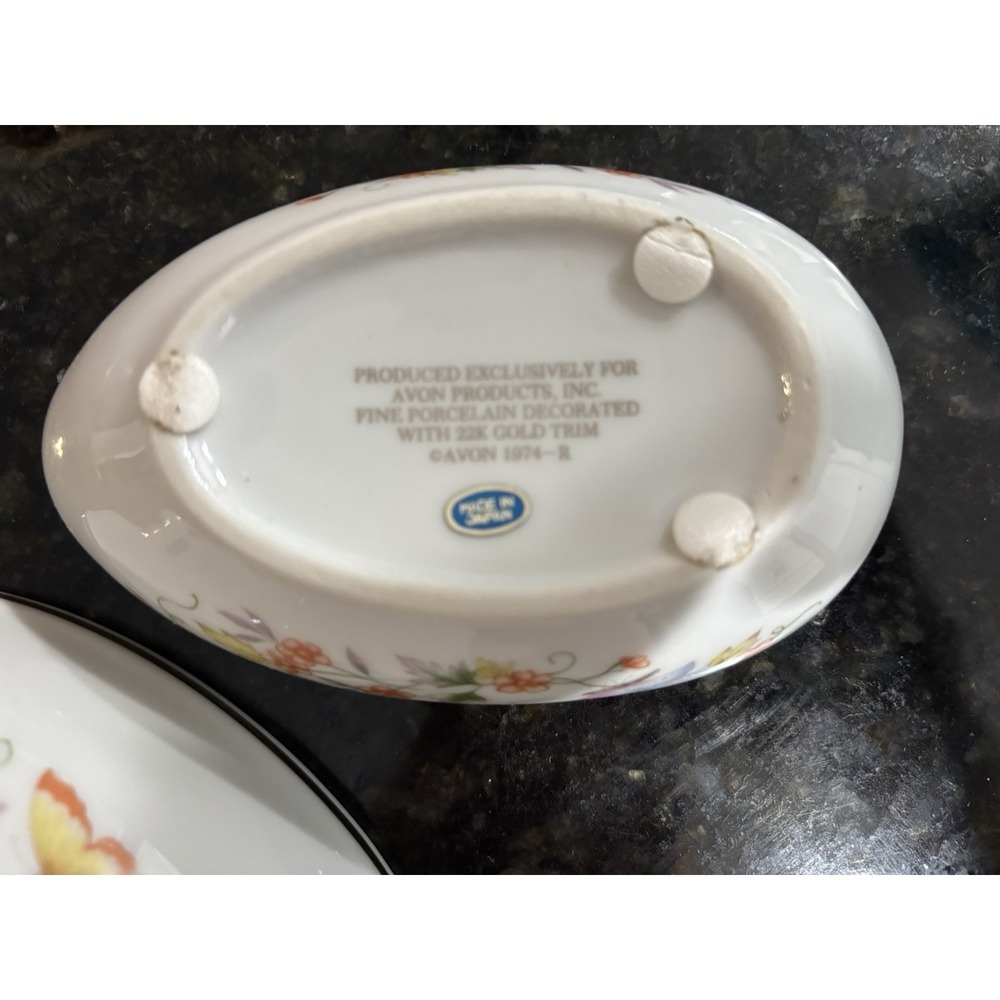 VINTAGE Avon Fine Porcelain Egg Shaped Dish w/Lid 22K GOLD TRINKET DISH 1979 - Picture 5 of 5